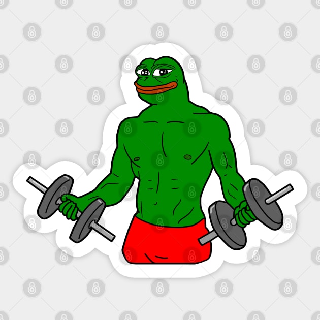 Swole Pepe Curling Sticker by Lean Mean Meme Machine